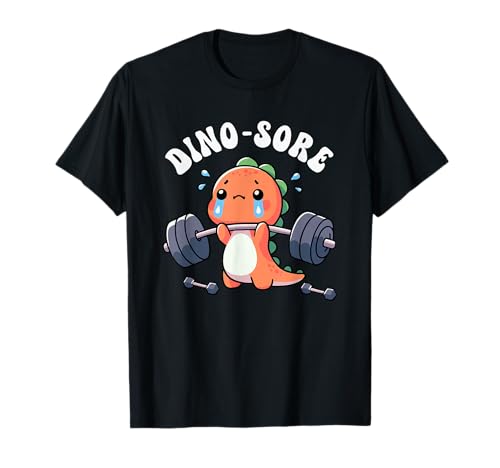 Dino Sore Gym Workout Fitness levantamento pesos dinossauro Gym t-shirt, Preto, S