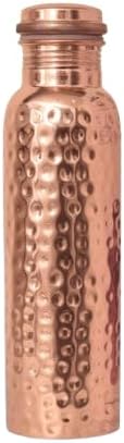 Natural Pure Copper Water Bottle 34 oz Hammered