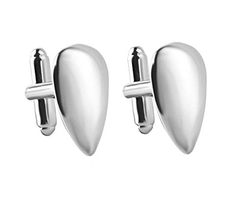 Mancuernillas KnBoB para hombre en forma de lágrima plateadas