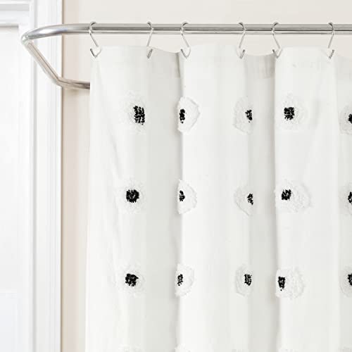 Rideau de douche en coton recyclé noir 183x183 cm Boho Circle