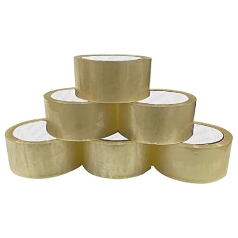 6 Rolls Clear Packaging Tape 48mm x 66m -Strong Heavy-Duty Sticky Adhesive Tape for Packing Parcel, Cardboard Boxes and Cartons Cover