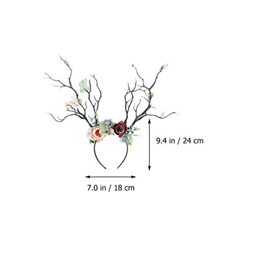 FRCOLOR Christmas Flower Crown Reindeer Antlers Headband Flower Antler Headband Branches s Christmas Branch Large Reindeer Hair Hoop for Xmas Party - Image 2