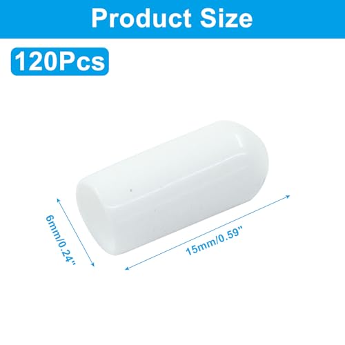 Image of 120 Pcs 6mm Rubber End Caps Bolt Screw Protector, White | PVC Flexible Impact Absorbing, Prevents Scuffs Dust Rust, Fits 6-6.5mm Round Tube Threads, Indoor Outdoor Use