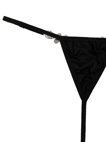 Image of RoseSeek Women's Sparkling Butterfly Chain Underwear Low Rise Cheeky G String Panty