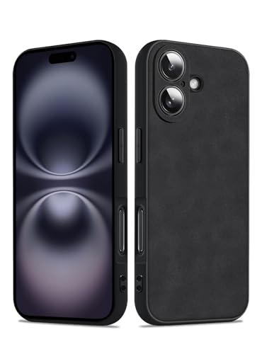 Coque iPhone 16 Plus en daim PU, l'étui chic antidérapant homme et femme pour le quotidien