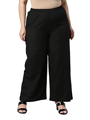 Image of GO COLORS Soft Viscose & Linen Blend Linen Palazzo Full Length for Women| Breathable, Mid Rise