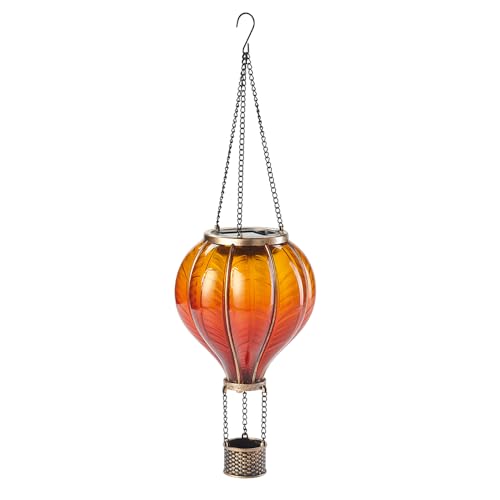 EUROtops Solar-Heißluftballon Bunte Farben 12 / 20 / 40 flackernde LEDs Wetterfester Kunststoff Outdoor-Dekoration / LED-Beleuchtung zum Aufhängen für Garten und Balkon (Sunset)