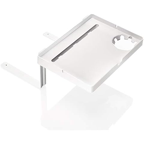 Aleratec Bedside Shelf and Mattress Tray Nightstand with Built in Cup Holder and Tablet or Phone Slot | Night Accent Table Bed Stand - White Cover