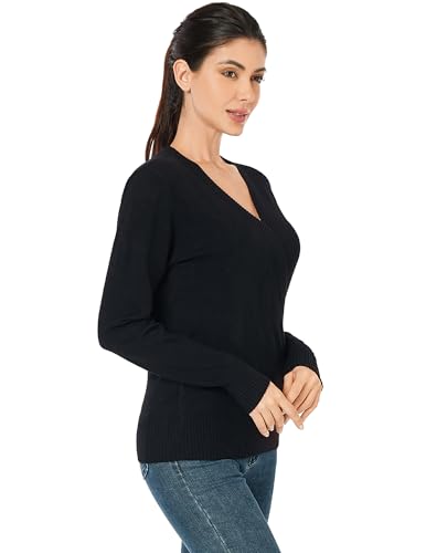 AmélieBoutik Women Casual V Neck Cable Knit Ribbed Long Sleeve Loose Cardigan Sweater Top2