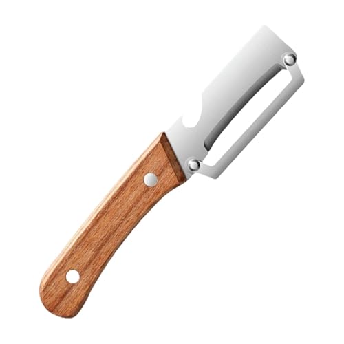 Qectial Peladores de Verduras con Hojas de Acero Inoxidable Herramienta Multifuncional y Cortadora de Tiras Finas Mango Ergonómico en Madera Adecuada para