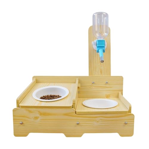 Dog Water Dispenser - Automatic Wooden Pet Fountain, Adjustable Height Feeding Station, Continuous Fresh Water Bowl with Flow System for Indoor, Home, Balcony, Garden
