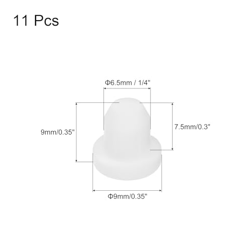 Image of MECCANIXITY 11pcs T-Shaped Silicone Plugs 6.5mm 1 /4 Inch Dia Snap in Plug Hole Seal Cover Round Rubber Stopper for Kitchen Rubber Bulkheads Waterproof Sealing Plugs White