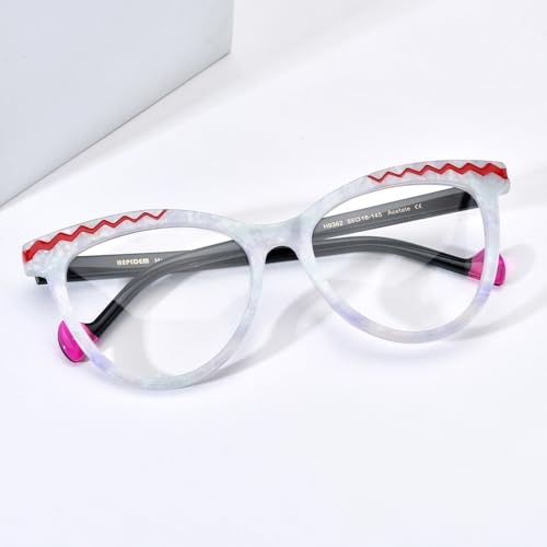 Image of HEPIDEM Multicolor Acetate Glasses Frame Women Cat Eye Eyeglasses Men Optical Spectacles 9291