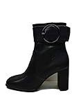 mit Reißverschluss Paola Ferri D7099 Damen-Stiefel, Tronchetto, Schnalle, Absatz, Schwarz - Schwarz - Größe: 37 EU