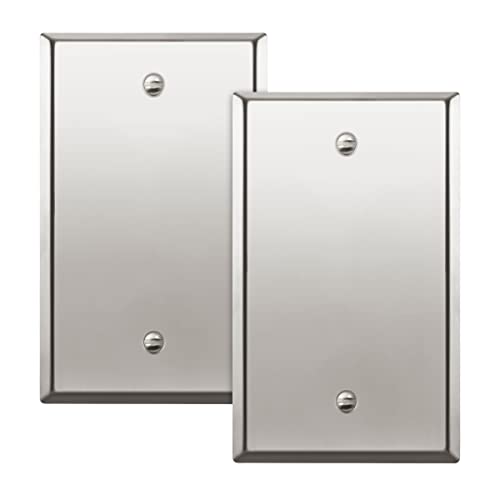 ENERLITES Blank Device Metal Wall Plate, Stainless Steel 201, Corrosion Resistant, Size 1-Gang 4.50" x 2.76", 7701-PC-2PCS, Polished Chrome, Silver, 2 Pack