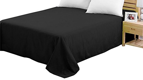 CC&DD HOME FASHION FLT Velvety Brushed Microfiber Flat Sheets(2-Pack), 2-Pack Twin, Black