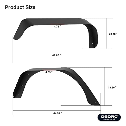 Image of OEDRO Flat Fender Flares Compatible for 1997-2006 Jeep Wrangler TJ & LJ