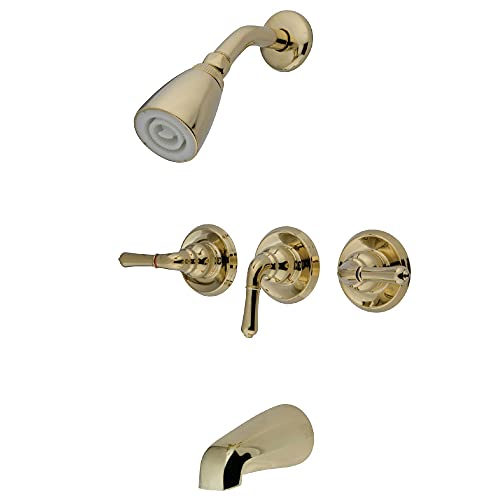 🔥 Crazy Deals Kingston Brass KB232 Magellan Tub and Shower Faucet with 3-Magellan Handle, Polished Brass,5-Inch Spout Reach 🔥 Crazy Deals Kingston Brass KB232 Magellan Tub and Shower Faucet with 3-Magellan Handle, Polished Brass,5-Inch Spout Reach