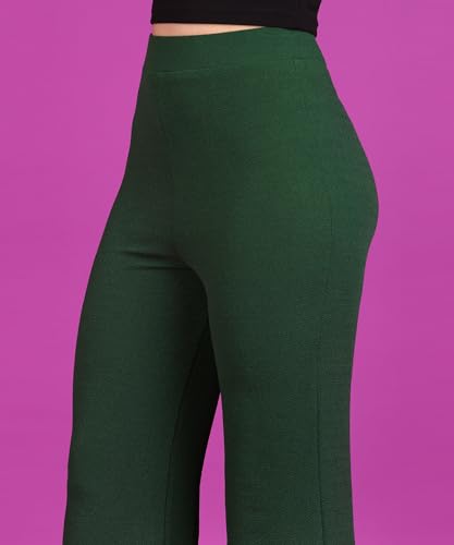 Image of POPWINGS Casual High-Waist Flared Trouser for Women | High-Rise Trouser Pant for Women | Flared Trousers for Women Formal Office Wear
