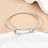Gold Silver Link Bangle Bracelet for Women - Simple Thin Cuff Minimalist Jewelry - Adjustable Bangle for Daily Wear or Special Occasions #4