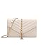 YXBQueen Quilted Handbags for Women Chain Crossbody Bags Chevron Quilted Crossbody Bag Faux Leather Clutch Purses for Women (White)