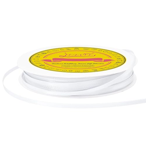 Image of Double Face White Satin Thin Ribbon 1 /8 inch X 100 Yards Polyester White Ribbon for Gift Wrapping Very Suitable for Weddings Party Hair Bow Invitation Decorations and More