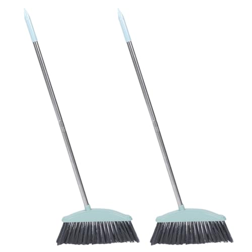 Alipis 2pcs Stainless Steel Broom with Long Handle Sweeping Brooms Wide Angle Brooms for Kitchen Shower House Outdoor Cleaning Blue