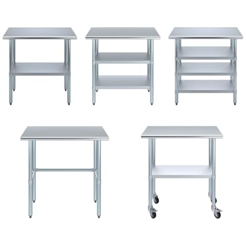 Stainless Steel Table + Add Casters | Choose from 43 Sizes | NSF Metal Work Table for Kitchen Prep Utility | Commercial and Residential Applications. Cover