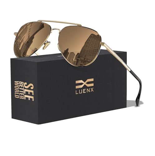 LUENX Aviator Sunglasses for Women Men Polarized Lens with Accessories - UV 400 Protection 60MM