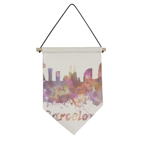 Drapeau Barcelone aquarelle pour habiller un mur vide sans cadre