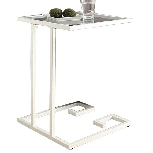 - Mesa auxiliar Table Convenience Concepts, marco de hierro de vidrio transparente/metal, mesa auxiliar de sofá en forma de C, mesa auxiliar de aperitivos, 3 colores estilo moderno (color: negro