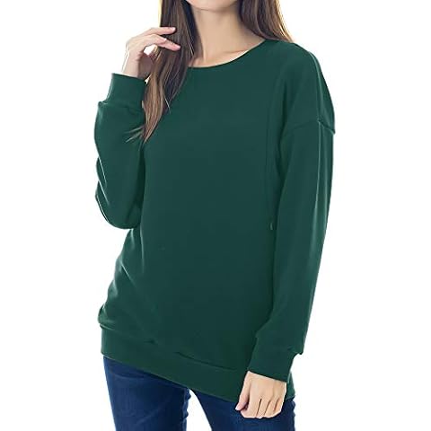 Smallshow Fleece Nursing Sweatshirt Long Sleeve Breastfeeding Pullover Tops Emerald Green S Cover