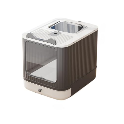 CYWOPVEQ猫用トイレ本体 砂飛び散り防止 大型 上から 臭わない 砂落とし 大きい猫 広々サイズ トイレ 上から猫トイレ 猫用品 掃除簡単 コンパクト お手入れ簡単 (ホワイト)