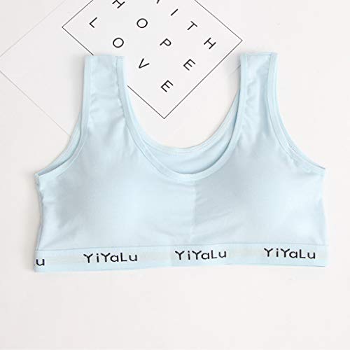 Sanyyanlsy Kids Girls Sport Bra Underclothes Undies Clothes Student Development Period I-Shaped Vest Printed Underwear,Blue,One Size - Thumbnail 2