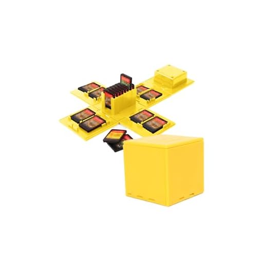 Etui Kompatibel Für Nintendo Switch - Passend für bis zu 16 Nintendo Switch Spiele Aufbewahrungssystem Spielkarten Organizer Reisebox Hartschalen Set mit16 Slots Inserts (Fragenblock Gelb)