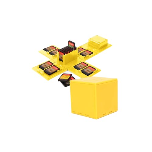 Etui Kompatibel Für Nintendo Switch - Passend für bis zu 16 Nintendo Switch Spiele Aufbewahrungssystem Spielkarten Organizer Reisebox Hartschalen Set mit16 Slots Inserts (Fragenblock Gelb)