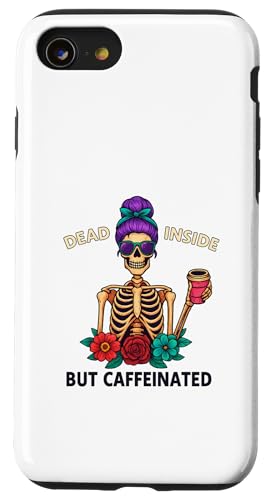 Dead Inside But Caffeinated Skeleton コーヒー エナジードリンク スマホケース iPhone SE (2020) / 7 / 8 用
