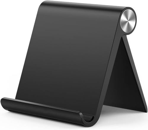 Image of STRIFF Multi Angle Tablet Tabletop Stand. Holder for iPhone, Android, Samsung, OnePlus, Xiaomi. Portable, Foldable Stand. Perfect for Bed,Office, Home, Gift and Desktop (Black)