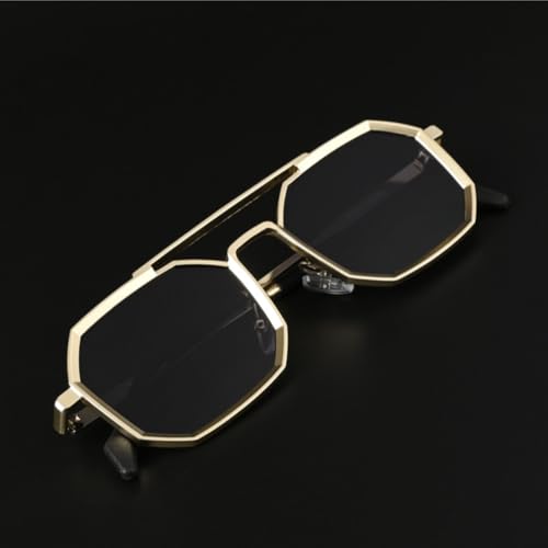 Image of Hexagon Round Sunglasses Metal Frame Stylish Goggles For Men's and Women's