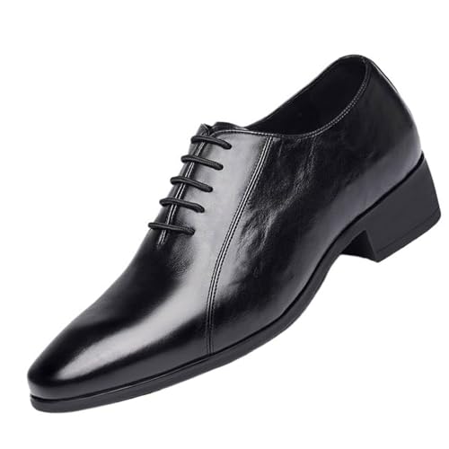 Mens Formal Oxfords Shoes for Men, Round Toe Lace-up Fashion Leather Tuxedo Business Wedding Derby Cap Toe Dress Shoes