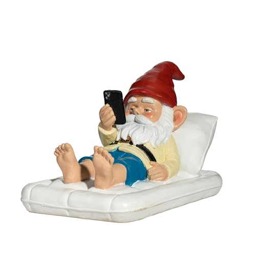GIOMLE Relaxing Pool Gnome with Smartphone - 5.6' Heavy Resin Garden...