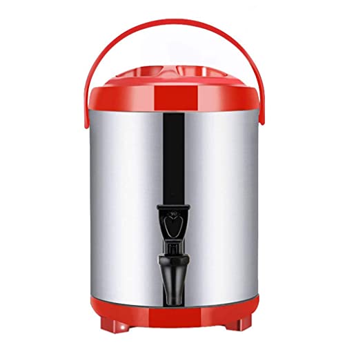 para Fiestas, Buffet, Hotel, Termo con Grifo, Termo Comercial Grande de Acero Inoxidable con Aislamiento, Color Rojo, 8 l