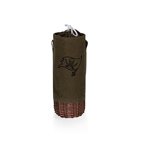 PICNIC TIME Tampa Bay Buccaneers Malbec Insulated Canvas and Willow Wine Bottle Basket