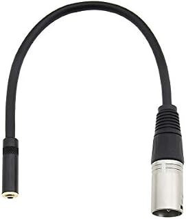 Mini-Jack 3.5mm 1/8 inch Stereo TRS Female Socket to 3 Pins XLR Male Plug Audio Adapter Converter Cable Line 0.3M/1Ft Wires Black