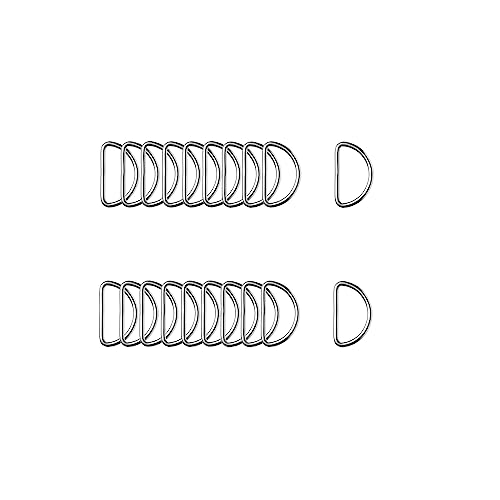 ZoloAJay 20pcs 1(25mm) D Rings Welded Strong Metal Silver Semi-Circular D Ring for Pet Collars Hardware Bags Ring Buckle Strap Hand DIY Sewing Accessories