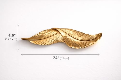 Image of UJALAVISTA Feather Shape Wall Lamp | 65cm Acrylic Fancy Wall Light | 3-Color LED (Warm /Natural /Cool) | Modern Decorative Wall Sconce for Living Room & Bedroom (White Feather) (2, Gold)