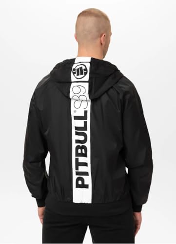 PITBULL - Jacken Herren mit Kapuze, Winddichte Herren Jacke Übergang Athletic Hilltop, Bequeme Seitliche Taschen mit Reißverschluss, Herren Jacken Übergang Perfekt für Outdoor - XL, Schwarz