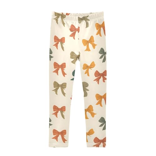 Fall Coquette Bows Girls Leggings Soft Stretch Workout Yoga Dance Pants for Kids Casual Tights