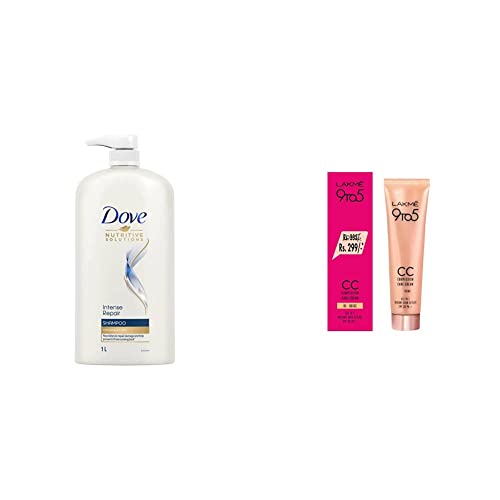 Image of Dove Intense Repair Shampoo, 1L & Lakme 9 to 5 Complexion Care Face Cream, Beige, 30g