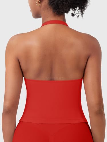 Image of YEOREO SoftHue Women's Impact Halter Tank Top Longline Backless Scoop Neck Built-in Bra Sports Workout Gym Crop Top